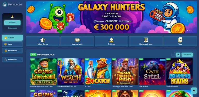 Spintropolis Casino page accueil